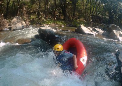 Person Falling in water during River Rafting
